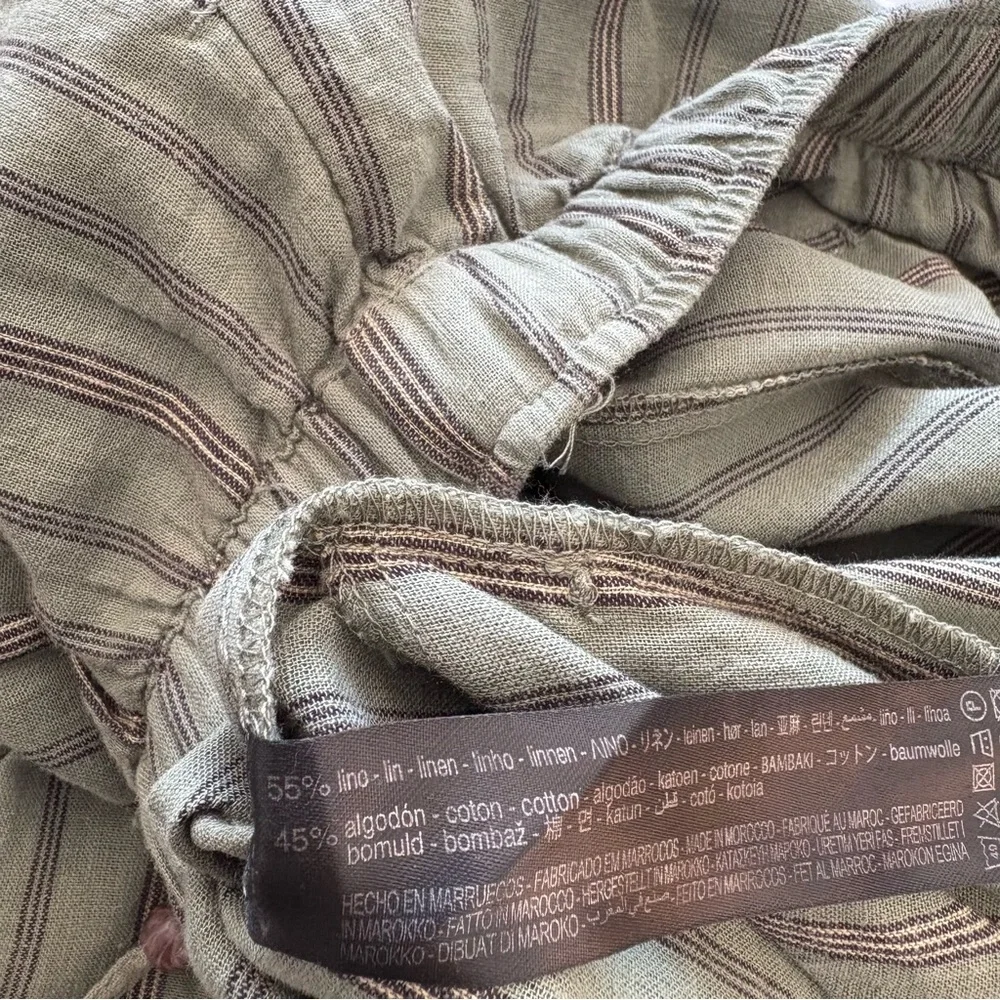 Zara Striped Linen & Cotton Blend Long Pants Bottom Size‎ M NWOT